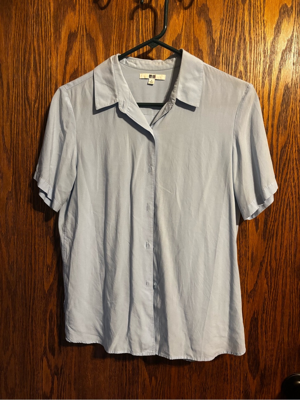 Uniqlo Light Blue Short Sleeve Button-Up Blouse